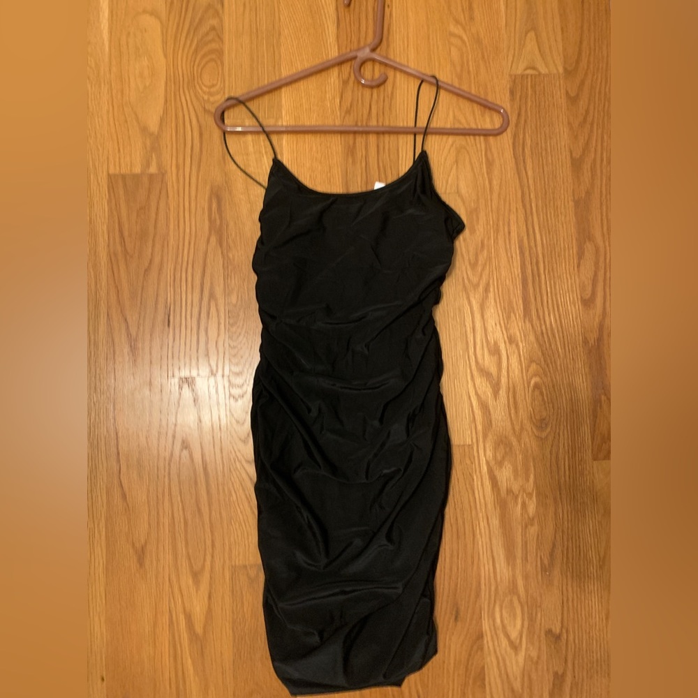 Black mini scrunch dress